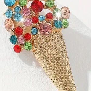 Colorful rhinestones Ice Cream Cone Brooch